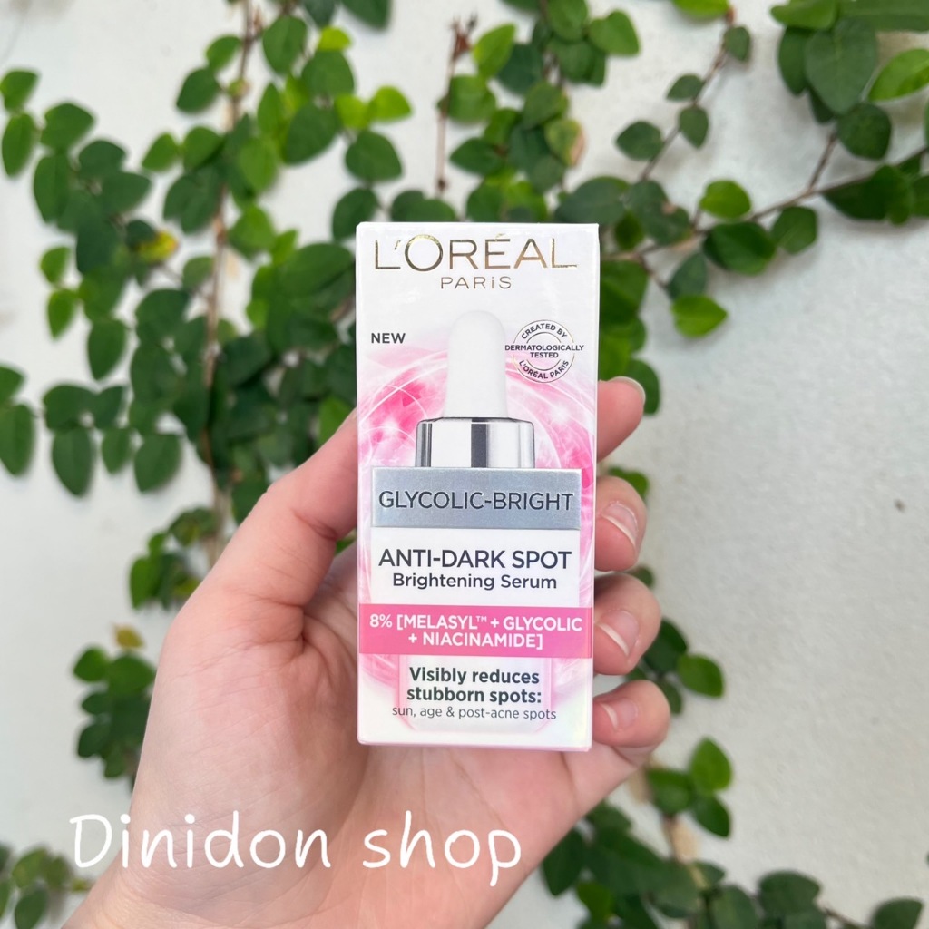 ((dinidon shop)) L'oreal Paris Glycolic-Bright Anti-Dark Spot Brightening Serum 15 ml.