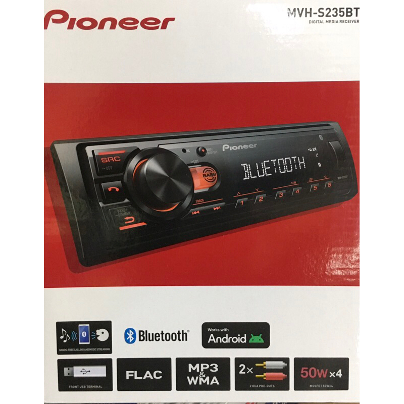 PIONEER ไพโอเนียร์ วิทยุติดรถยนต์ วิทยุ1DIN วิทยุ MVH-S235BT บลูทูธ วิทยุบลูทูธ