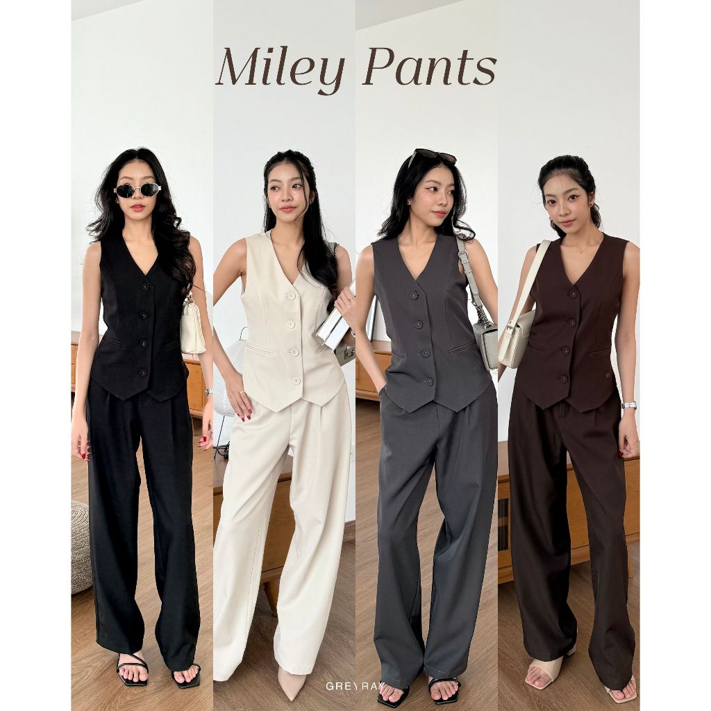 ⊹ ࣪ ˖  Miley Pants ₊⊹ กางเกงทรงกระบอก ผ้านิ่ม อยู่ทรง มีน้ำหนัก (ได้เฉพาะกางเกง) - กางเกงทรงกระบอกผู