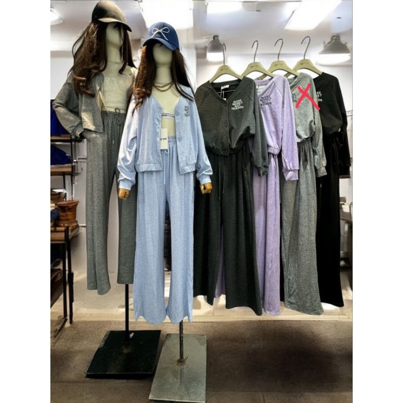KK01 ชุดเซ็ต เข้าใหม่ล่าสุด เสื้อคลุมกระดุมหน้า เข้าคู่ กางเกงขายาว ทรงขากว้าง งานใส่สวยมากๆ เนื้อผ้ายืดทรูโทน