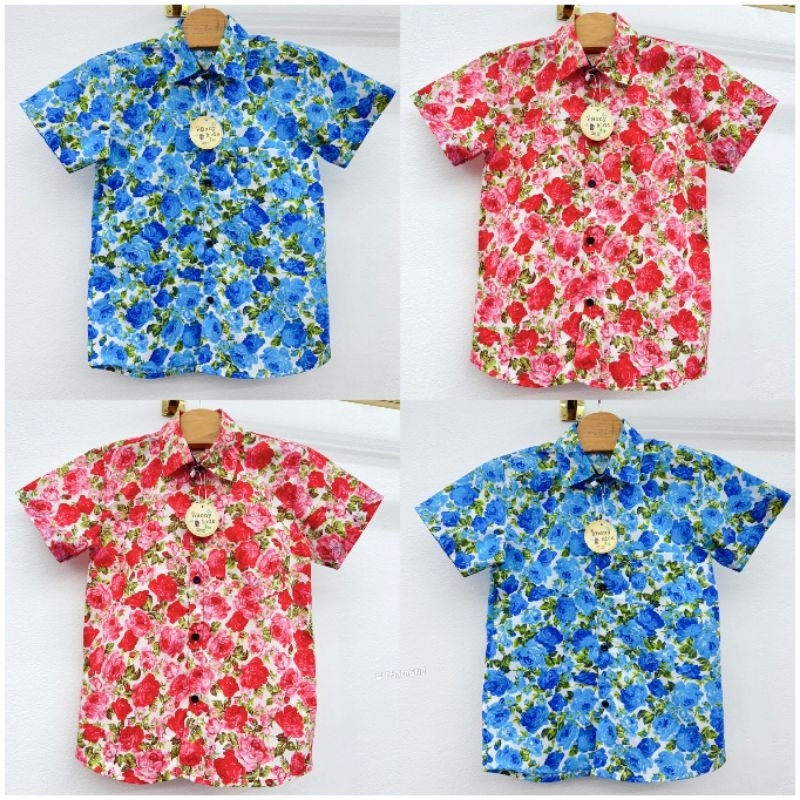 เสื้อเชิ้ตลายดอกไม้เด็กผู้ชายพร้อมส่ง#ebeb