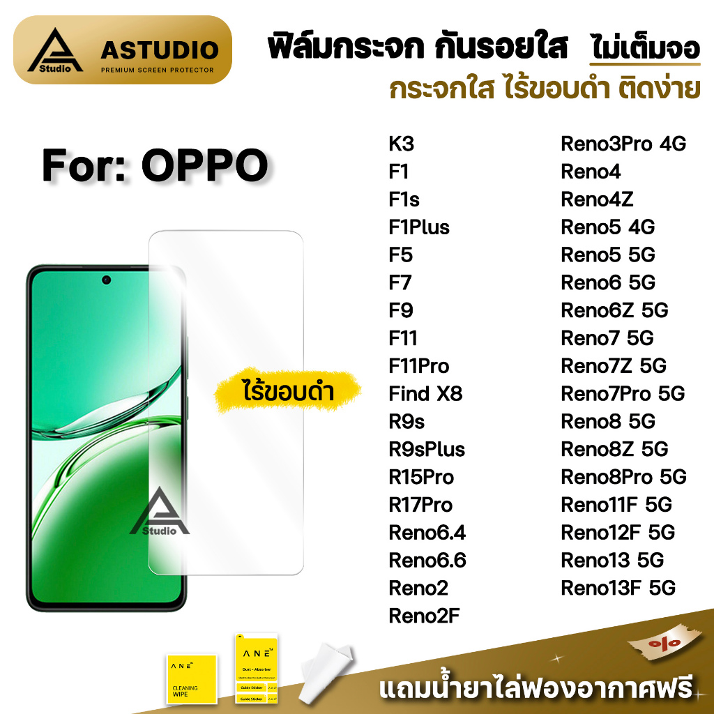 ฟิล์มกระจก ใส ไม่เต็มจอ ไร้ขอบดำ For OPPO Reno14 Pro 14F Reno13 F Reno12F Reno11F Reno8Z FindX8 FindX9 Pro ฟิล์มกันรอย – โปรปัง