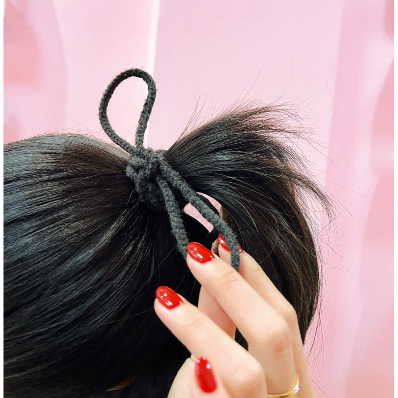 ไหมพรมถักสีดำ🖤ผูกผม,ผูกได้ทุกอย่าง (ใช้ไหมพรม 5ply)