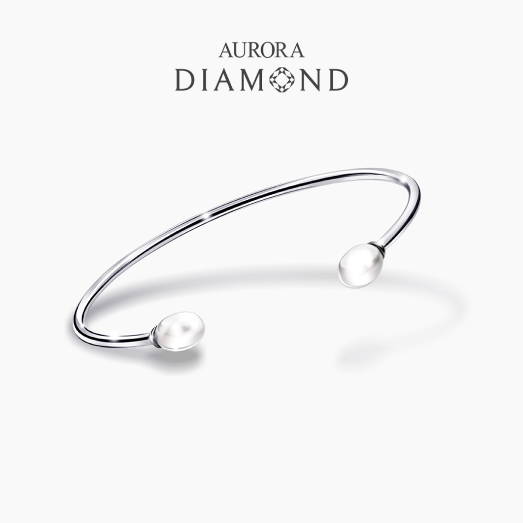 Aurora Diamond สร้อยข้อมือมุกเเท้ Bright Pearl Collection เงินแท้ 92.5% (DBPL008)
