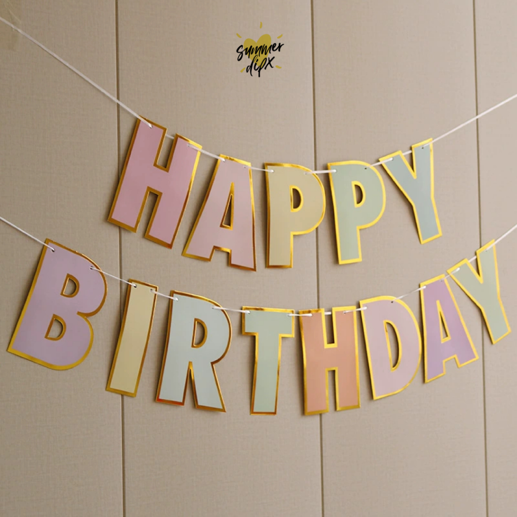 พร้อมส่ง!! ป้ายห้อย ตัวอักษร  Happy Birthday Decoration ป้ายวันเกิด Happy Birthday มินิมอล