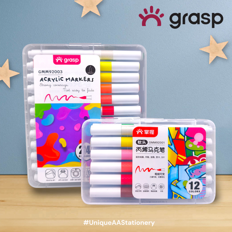Grasp Acrylic Marker (Brush Tip) ปากกาสีอะคริลิคหัวพู่กัน (ด้ามสามเหลี่ยม)