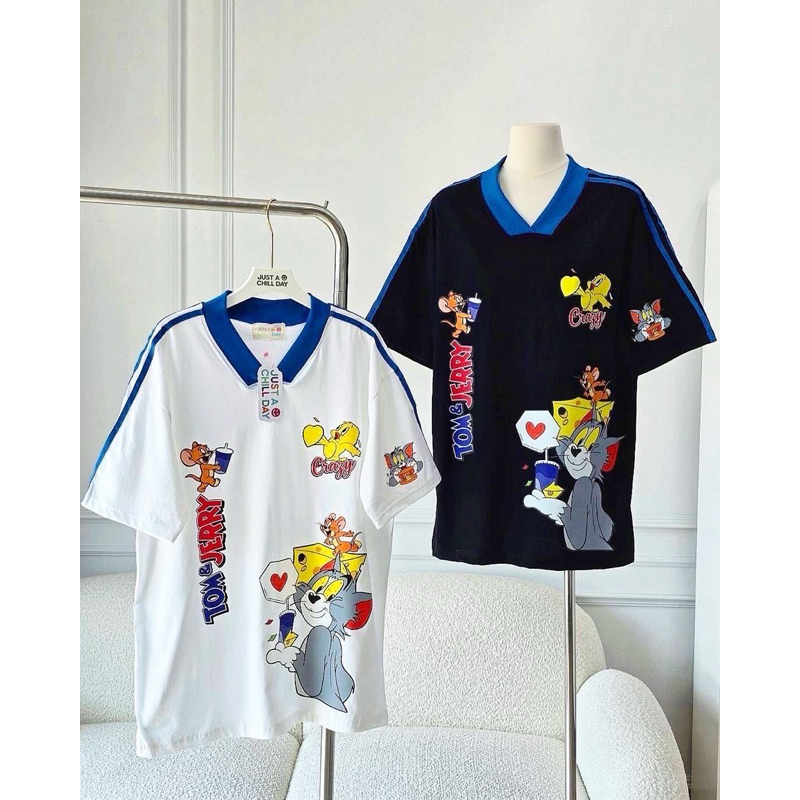 SIS.ON | พร้อมส่ง Oversize เสื้อยืดโอเวอร์ไซส์ คอวี justAchill ทอมเจอรี่