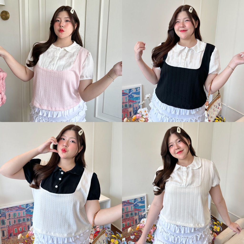 Miki Top เสื้อไหมพรมแต่งคอปก - clarine_bkk