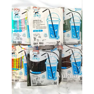 (1ห่อ) หลอดงอ 8 มิล 250 เส้น **ตราแมว ไม่หุ้มฟิล์ม หลอดพลาสติก หลอดอนามัย หลายสี