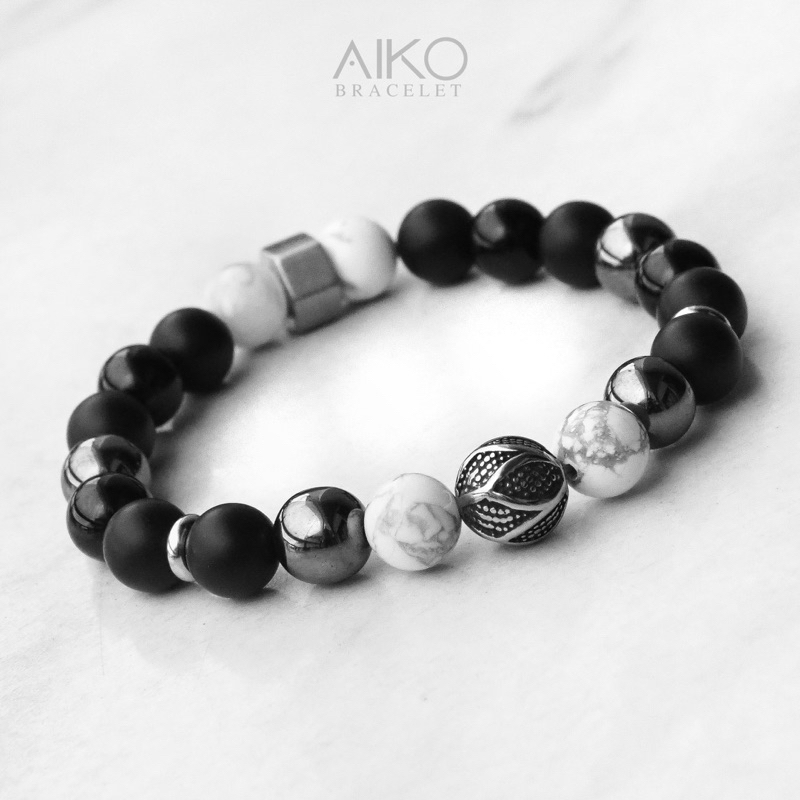กำไลหินแท้ กำไลข้อมือ Jerome Design (Howlite/ Onyx/ Hematite)
