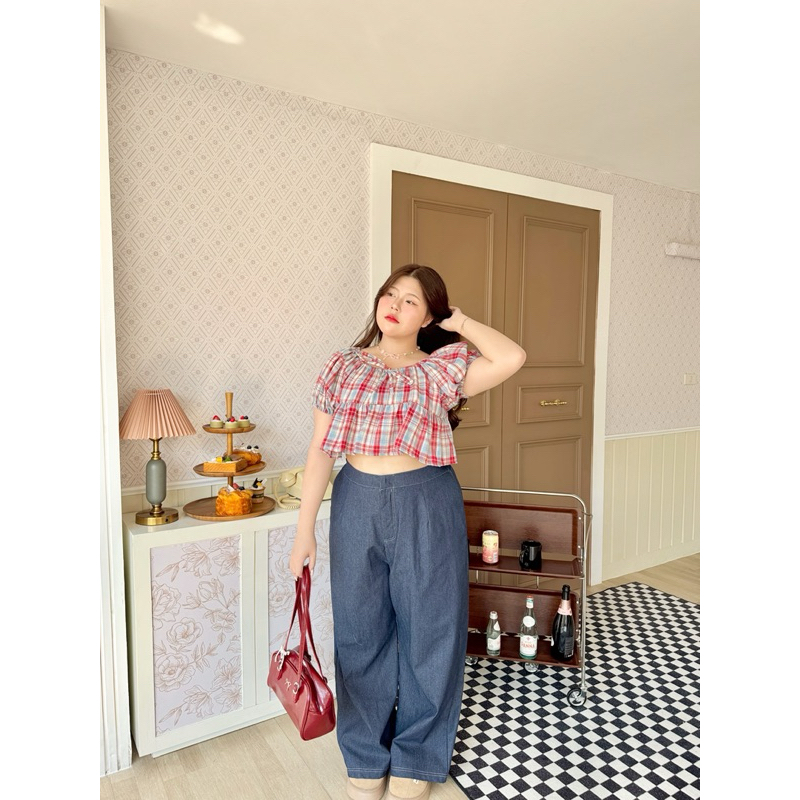 มีขายครบชุด*Baby scotch jid top ”เสื้อลายสก้อตที่สาวอวบใส่แล้วผอมตัวน้อยที่สุด“