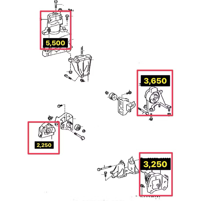 ของแท้!! ชุดแท่นเครื่อง 4 ชิ้น สำหรับ Harrier60