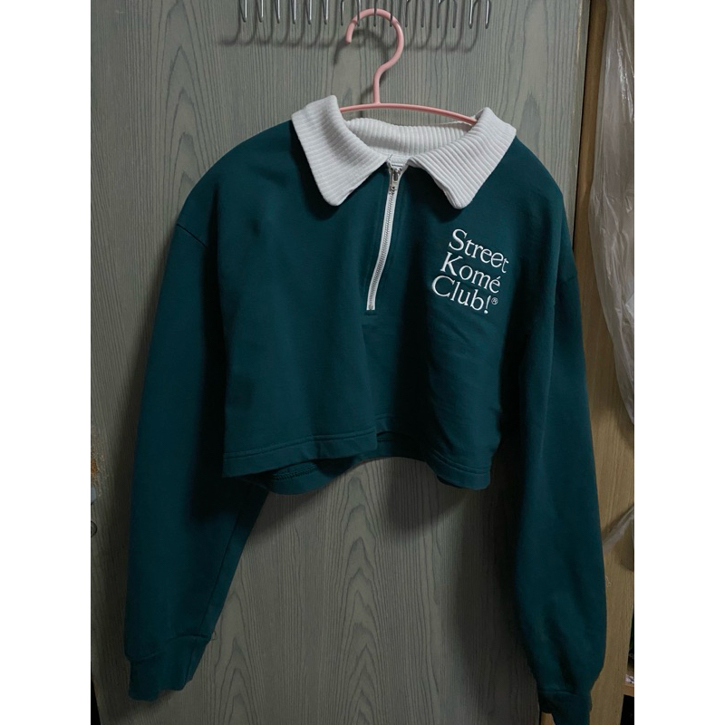 เสื้อมือ2 kome.girls เสื้อสเวตเตอร์ High School Sweater ครอปสีเขียว
