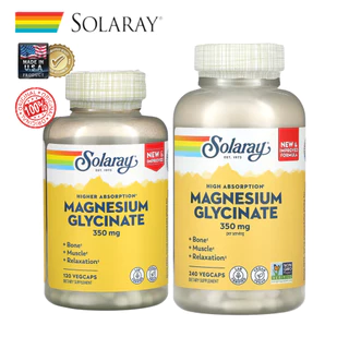Magnesium Glycinate 350mg | หลับลึก ลดปวด ดูดซึมไว | SOLARAY | 120/240 แคป | แท้พร้อมส่ง