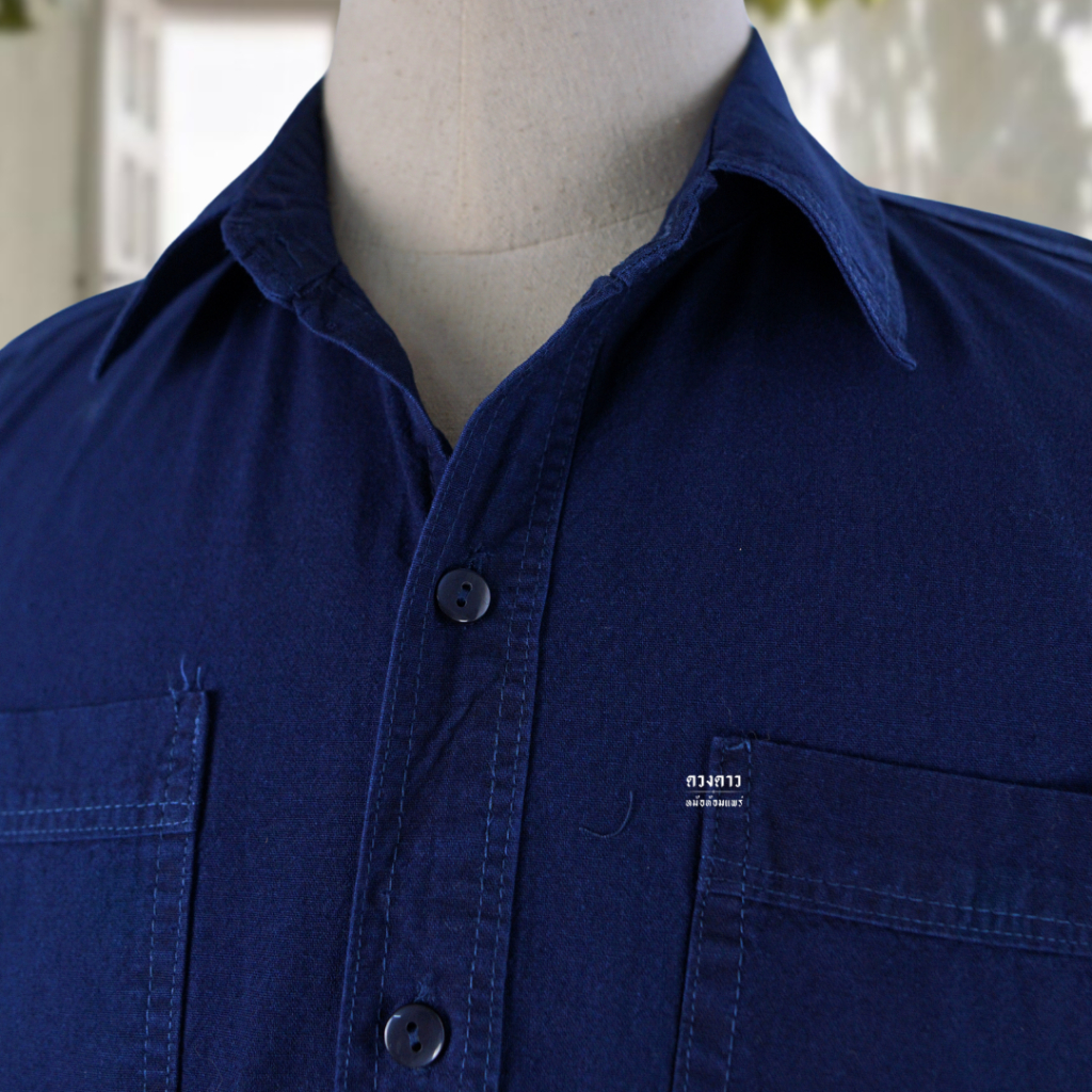 [ดวงดาวหม้อห้อมแพร่] เสื้อหม้อห้อมซาฟารี แขนสั้น เชิ้ต 4 กระเป๋า