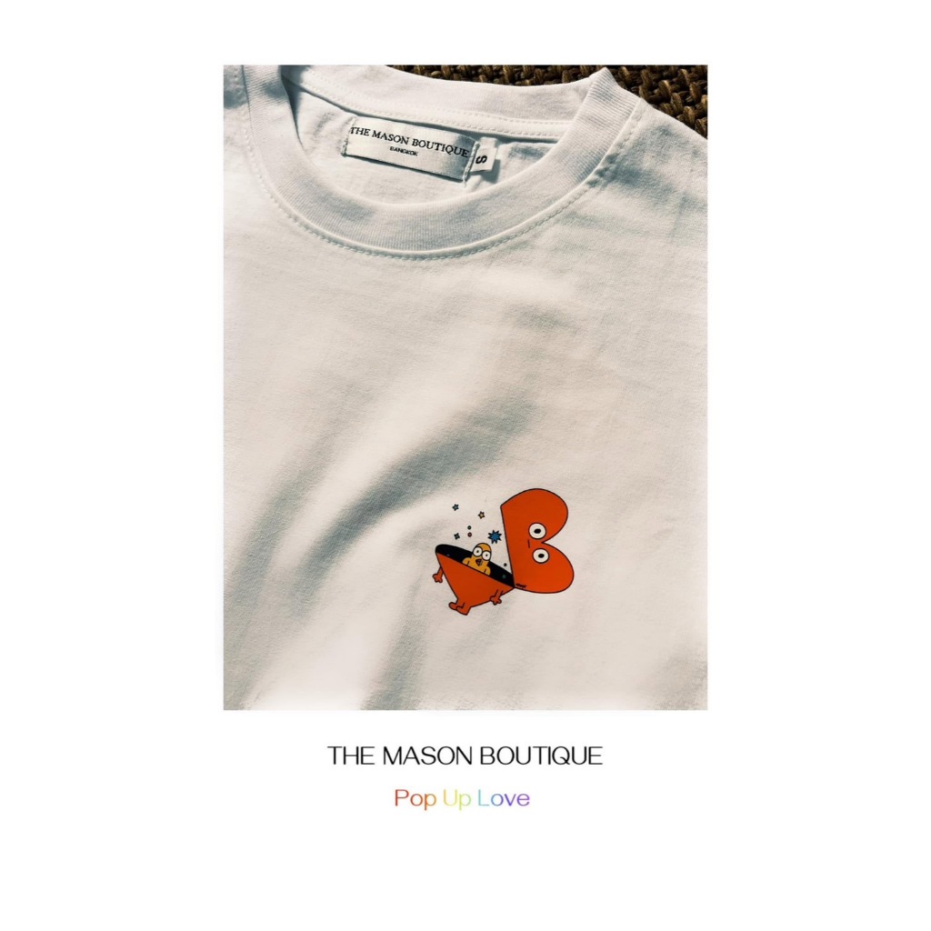 The mason boutique Valentine women เสื้อยืดคอกลม คลาสสิค วาเลนไทม์ รถแดง งูแดง ผู้หญิง คอตตอน 100%