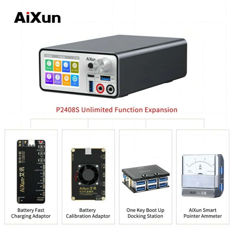 AiXun P2408S แหล่งจ่ายไฟ DC 24 โวลต์อัจฉริยะสำหรับการซ่อมแซมมือถือ