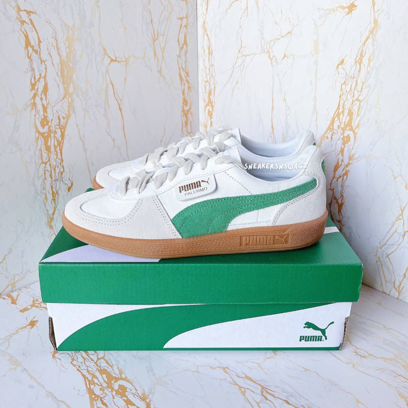 อ่านก่อนสั่งค่ะ 😊 [พรีออเดอร์] Puma Palermo Lth - (396464-07) Color: White/Vapor Gray/Archive Green