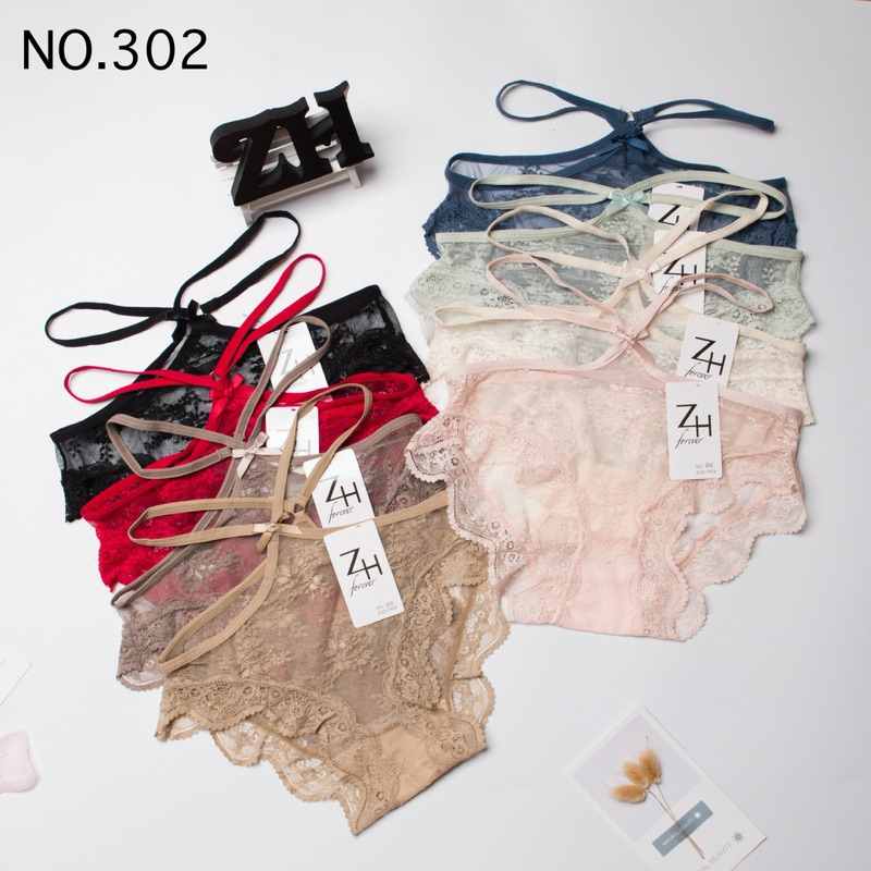 ZH.302 กางเกงชั้นในลูกไม้เอวต่ำ บิกินี่ลูกไม้โชว์เอวฟรีไซส์