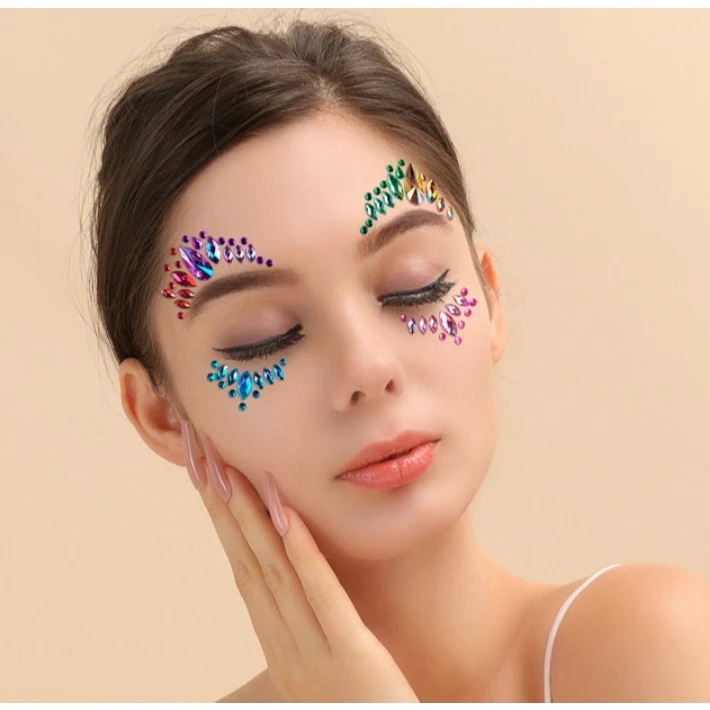 Rainbow PRIDE LGBT Face Gems Jewelry Jewellry Dimond Crystal Makeup Sticker Tattooเพชร ติดหน้า สติ้ก