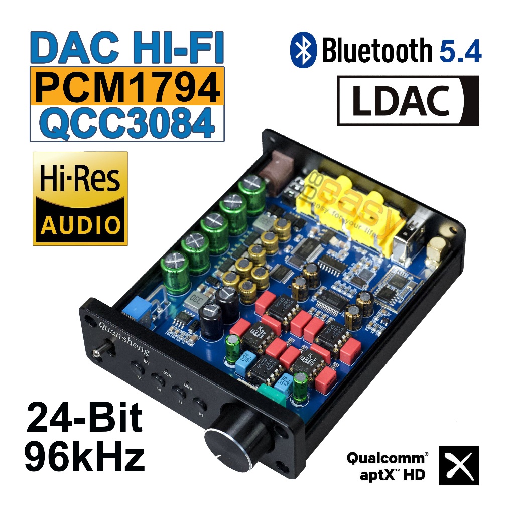 เสียงดีมาก QCC3084 + PCM1794 Dac HiFi รับสัญาณ Bluetooth 5.4 LDAC APTXHD Hires