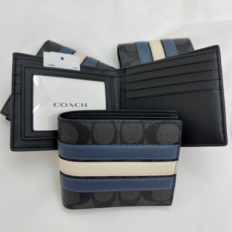 📍ใช้โค้ดลด30ได้📍ของแท้100%พร้อมส่งที่ไทย COACH ID BILLFOLD WALLET กระเป๋าตังผู้ชายมีไส้ ไส้กระเป๋าถอดออกได้