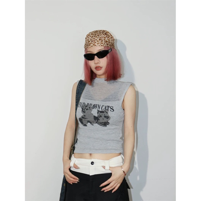 🧷✨พร้อมส่ง 🐆🧷✨ผ้าคลุมหัว ลายเสือ✨HIP HOP Y2K 💫🎀