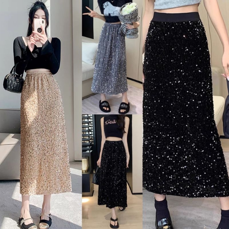 กระโปรง Gritter Skirt สุดซิค งานมีซับใน เนื้อผ้ากำมะหยี่ ปักกลิตเตอร์