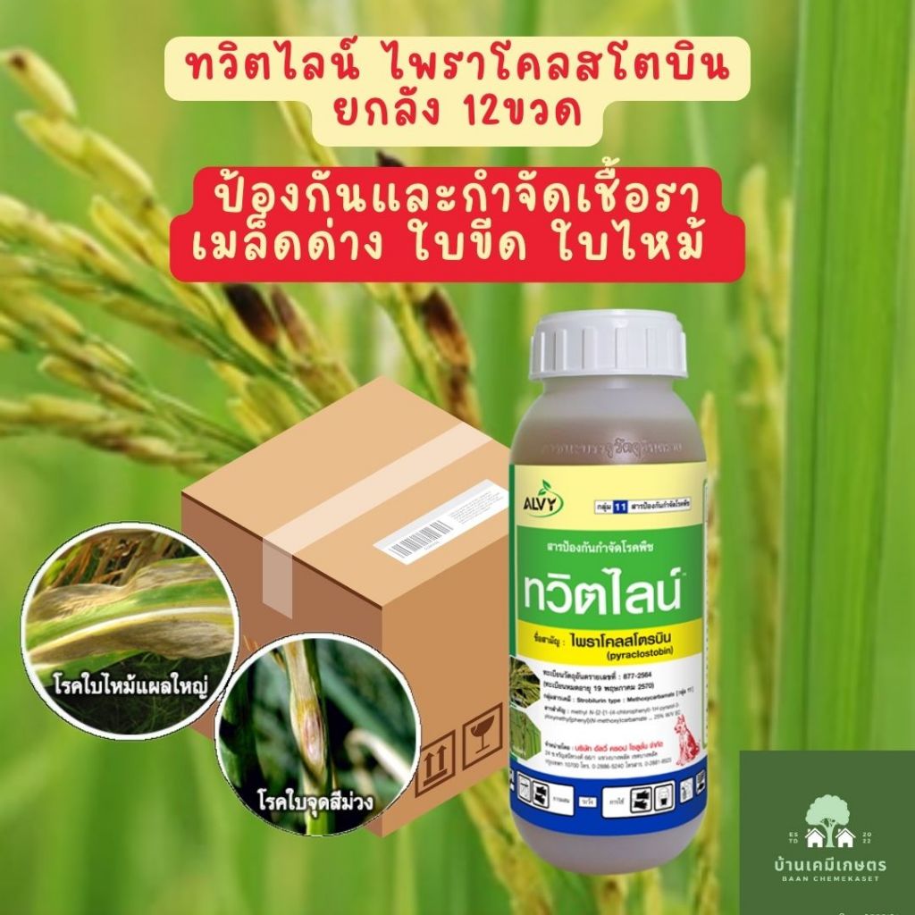 ทวิตไลน์ ไพราโคสโตบิน ขนาด 500 :ซีซี 12 ขวด ตราหมาแดง กำจัดเชื้อรา ยกลัง