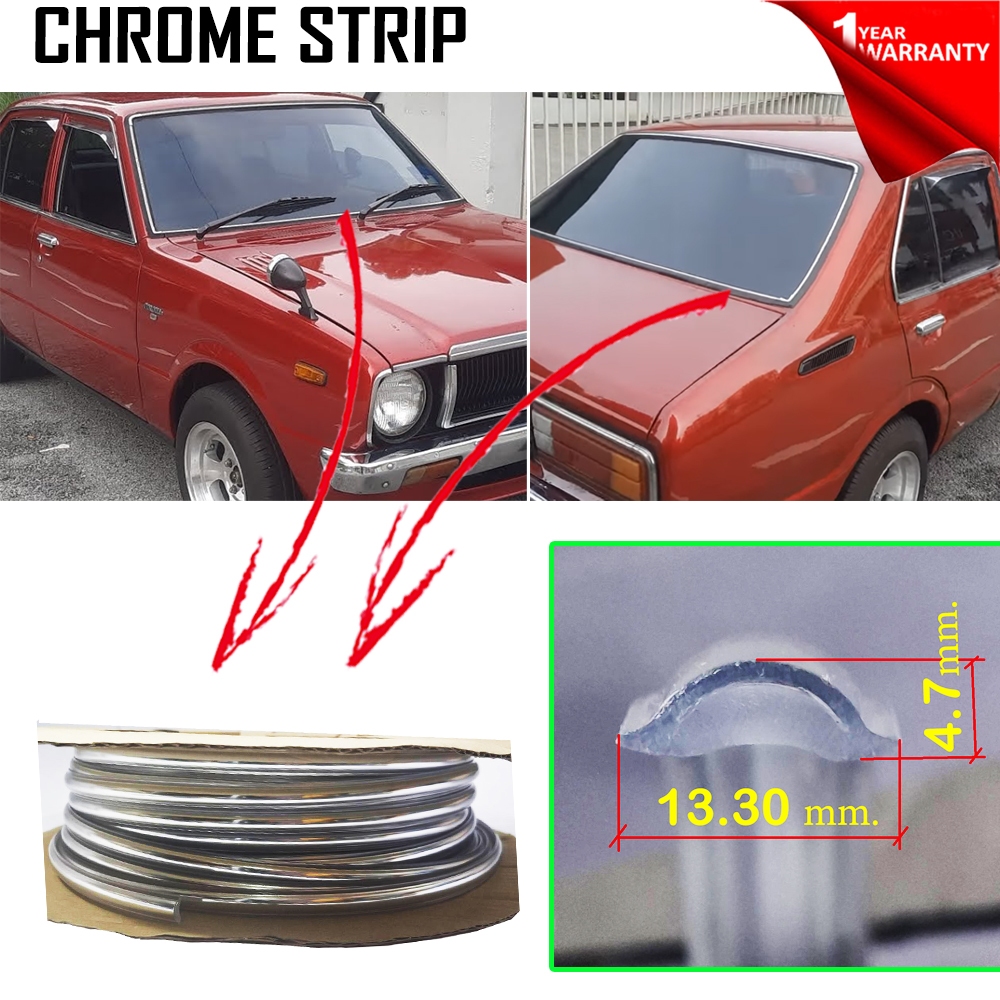 (1pc = 4M) Chrome Insert Trim Windscreen Chrome Rubber insert trim Toyota Starlet KP60 KP61 KP62 (4/