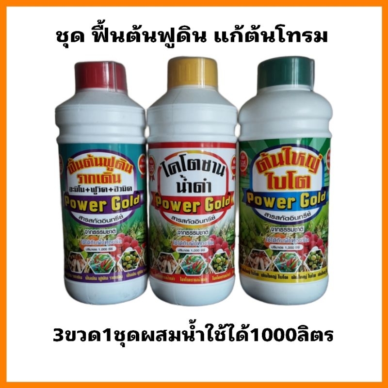 ชุด ฟื้นต้นฟูดิน แก้ต้นโทรมฮอร์โมนพืช (ขนาด1ลิตร3ขวด) ผสมน้ำใช้ได้1000ลิตรใช้ได้ทั้งทางใบและทางดินใช้ได้กับพืชทุกชนิด