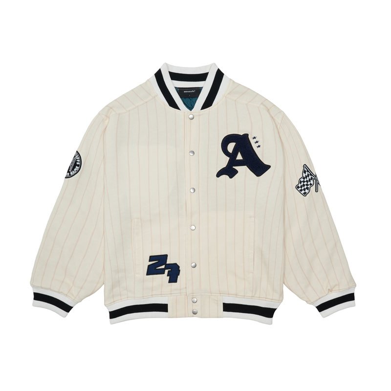 SU24 PINSTRIPE BOMBER JACKET (BEIGE)
