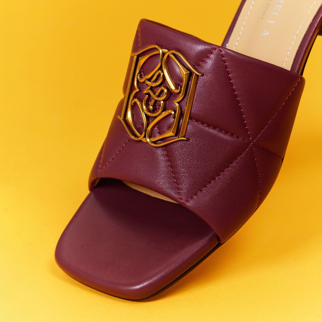 LA BELLA รุ่น ELEGANTE WOODEN SANDALS  - MAROON