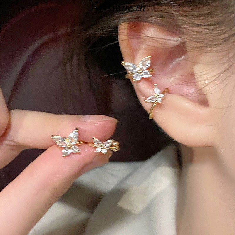 COD-ในไทย💖ต่างหู แบบหนีบ รูปผีเสื้อ หรูหรา ระดับไฮเอนด์ สําหรับผู้หญิง เครื่องประดับแฟชั่น-Kri