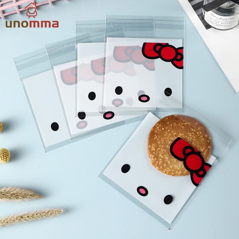 🎈100pcs ถุงกาวตนเอง น่ารักใส ถุงบรรจุภัณฑ์คุกกี้ unomma