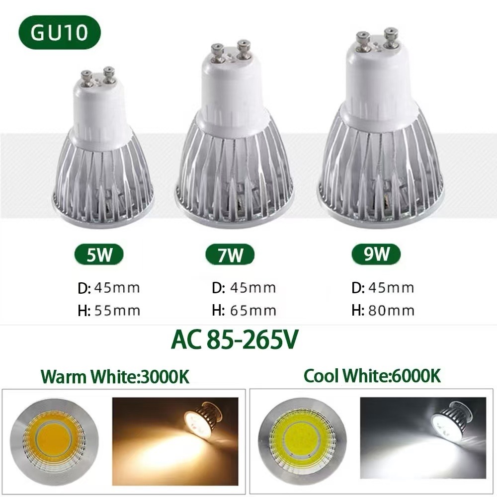 GU10 LED 7W 220V ขั้วหลอด GU10 Non-Dimmable มีให้เลือก 3 แสง (Warm White, Cool White, Day Light)