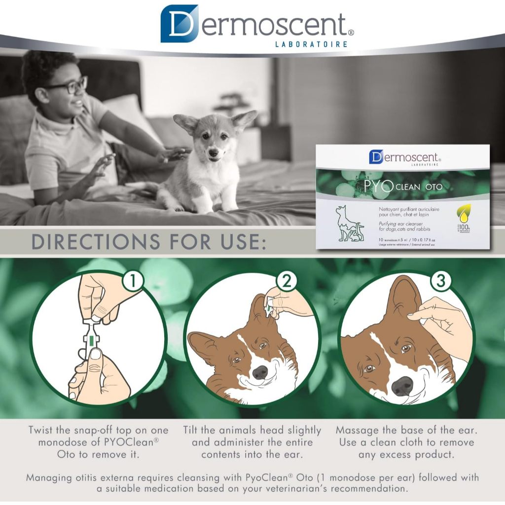 Dermoscent [แท้💯] PYOclean OTO ผลิตภัณฑ์ดูแลช่องหู หูอักเสบ ติดเชื้อ สำหรับสุนัข แมว และกระต่าย 🇫🇷