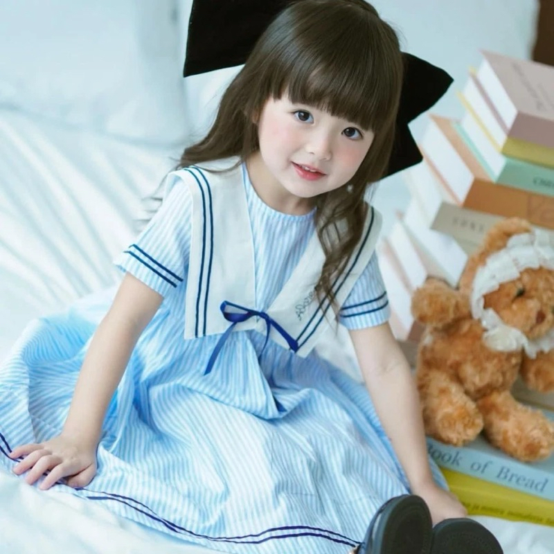 ADORE2112 AOG10006 : KRISTIN SAILOR MINI DRESS ชุดเด็กผู้หญิง เสื้อผ้าเด็กผู้หญิง เดรสปกกะลาสี เดรสคู่แม่ลูก