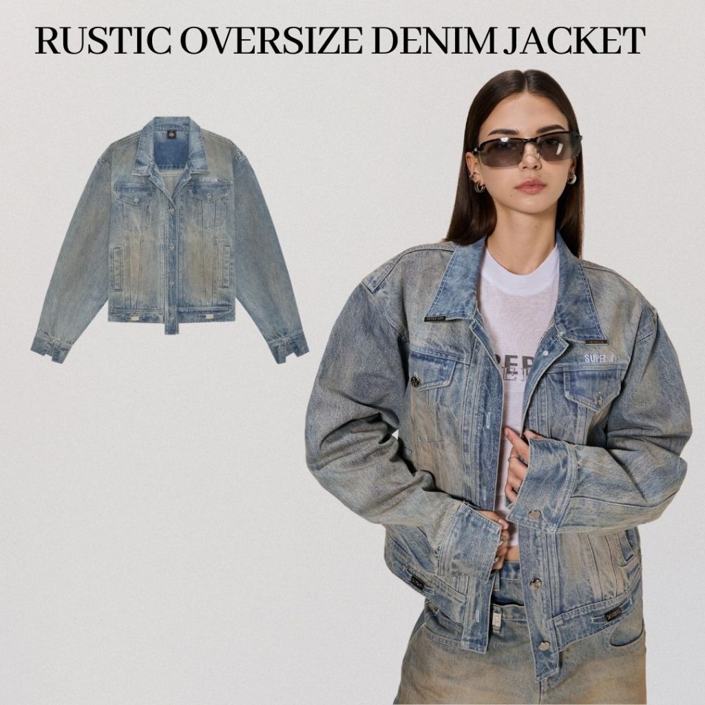 Merge Official - Rustic Oversized Denim Jacket (พร้อมส่ง)