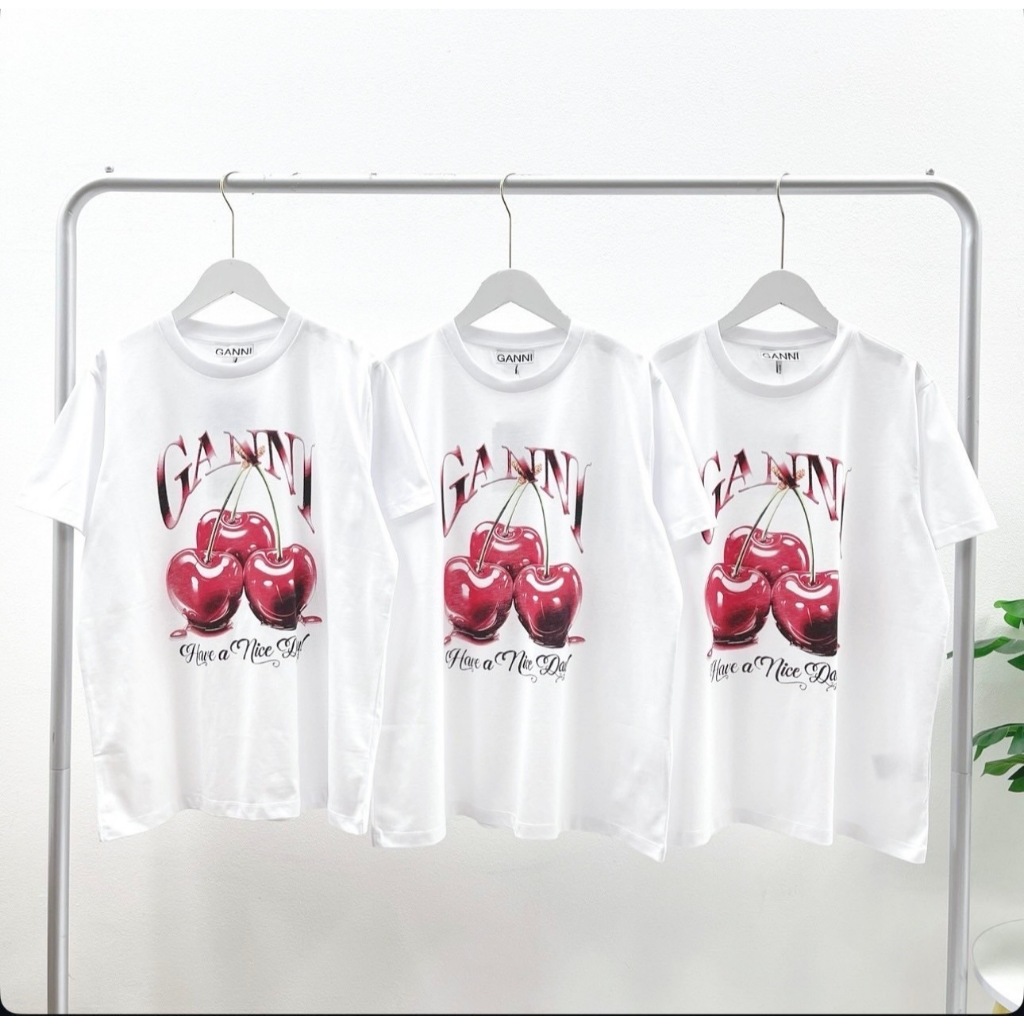 Ganni Cherry T-Shirt (White)