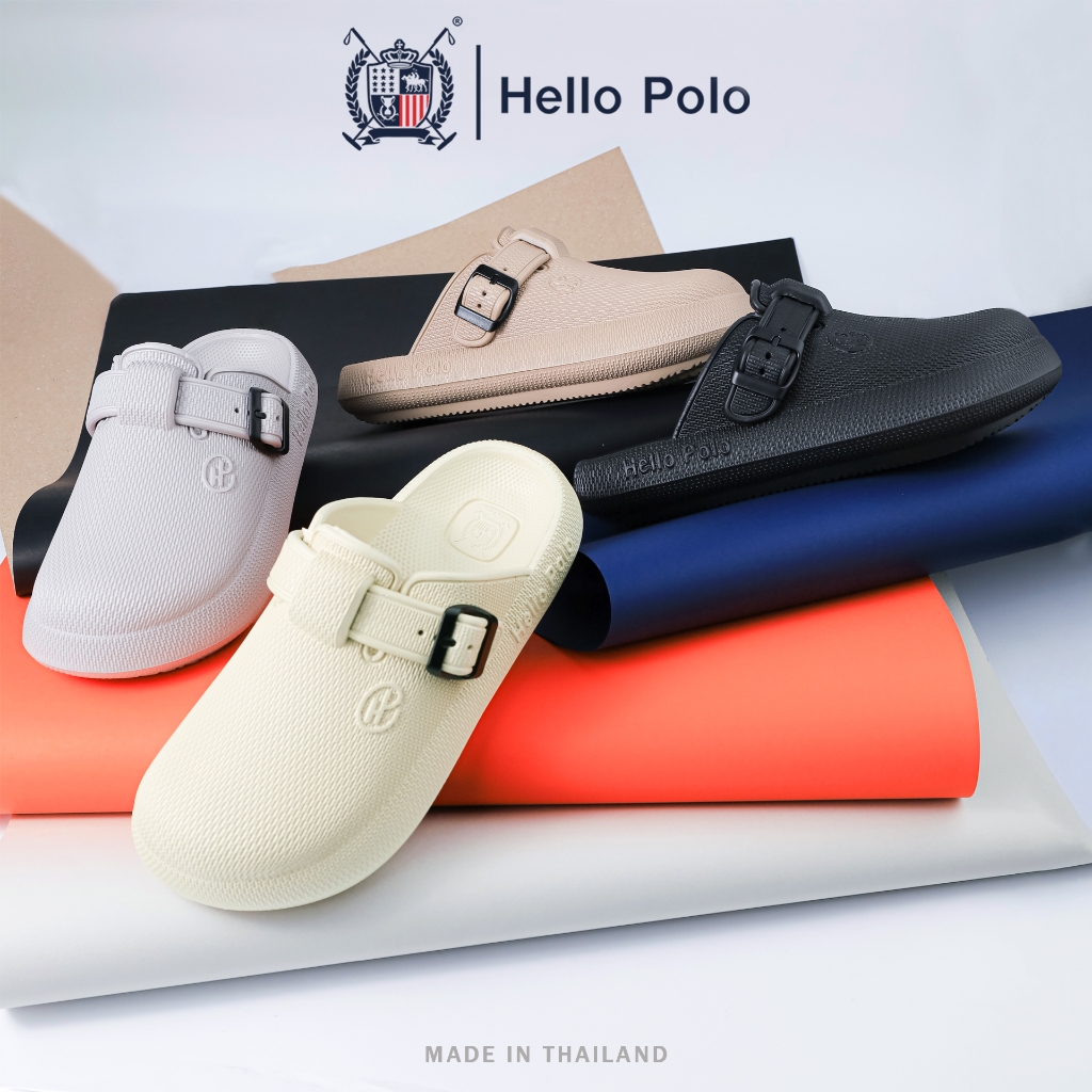 Hello Polo รองเท้าเปิดส้น รองเท้าแตะลําลอง UNISEX  พื้นหนา กันลื่น วัสดุ EVA สไตล์ทันสมัย สะดวกสบายทุกฤดู ลำลอง  HP8047
