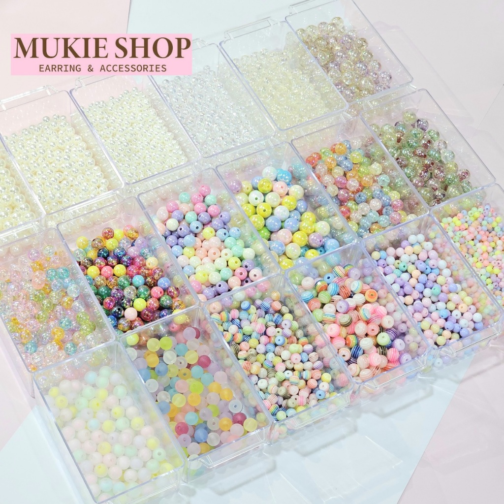 Mukie shop DIY ลูกปัด ลูกปัดกลม หลายแบบ หลายขนาด แพ็คตามตัวเลือก มุกี้ ช้อป