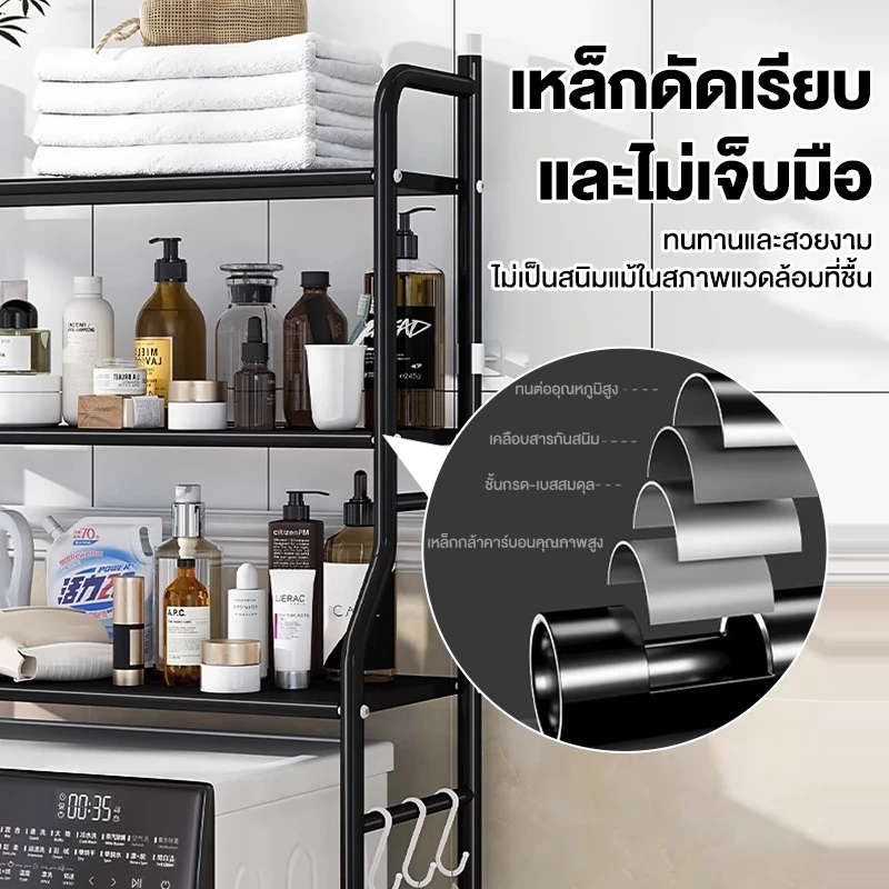 ชั้นคร่อมชักโครก 3 ชั้น ชั้นวางของในห้องน้ำ คร่อมเครื่องซักผ้า โครงเหล็กแข็งแรง กันสนิม ประหยัดพื้นที่ thumbnail 5