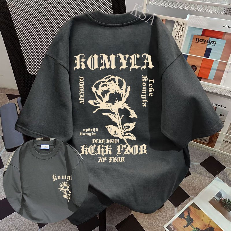 เสื้อยืดสกรีนลายวินเทจผู้หญิงเท่ๆ oversize ผ้าฝ้าย 100% เสื้อผ้าสาวอวบไซร์ใหญ่ เสื้อโอเวอร์ไซซ์เกาหลีที่กําลังฮิต ฮิปฮอป - รูปที่ 4