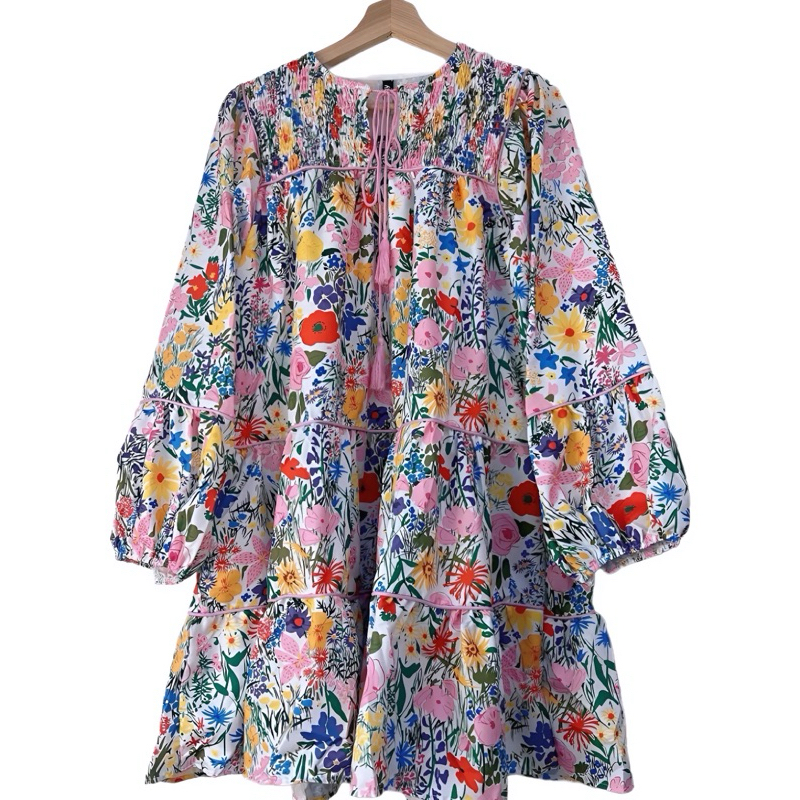 sirin studioเดรสสั้นลูกอมลายดอกสดใสน่ารักB190