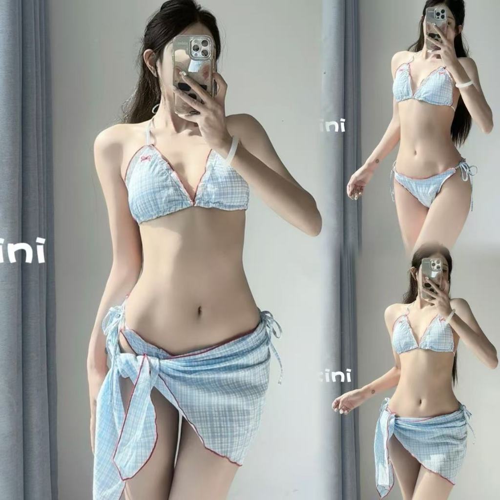 🌸Swift Bra🌸ชุดว่ายน้ำผู้หญิง บิกินี่ 3 ชิ้น บิกินี่+กระโปรง สไตล์เกาหลี แบบใหม่ ผ้าคุณภาพดี