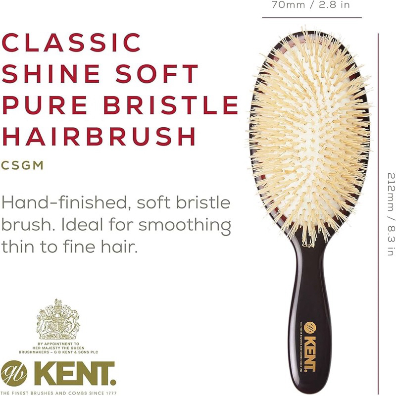 หวีแปรง Classic Shine Soft White Pure Bristle Hairbrush ขนหมูป่าสีขาวแท้ 100% (Made in England) ราคา ถูกที่สุด ดีลบีเคเค แกลเลอรีภาพที่ 3