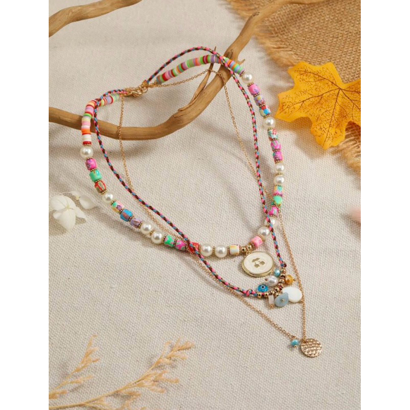 MORNINGDAISY สร้อยลูกปัดประดับจี้หลายระดับ แฟชั่นฤดูร้อน
