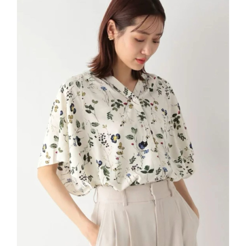 Global work x Rayon x S เสื้อเชิ้ตแขนล้ำลายดอก น่ารัก อก40  ยาว23 Code: 4180(2)