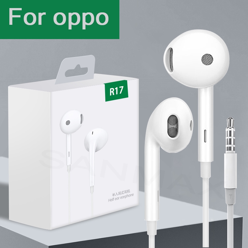 หูฟัง oppo r17 3.5mm MH135 เสียงดี ไมโครโฟนในตัว สำหรับทุกยี่ห้อ คอมพิวเตอร์ phone Android  (รับประกันหนึ่งปี)